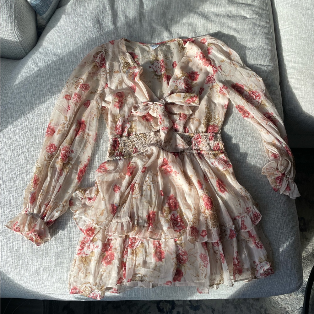Angel Biba Pink and Cream Floral Dress